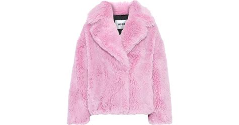 Msgm Faux Fur Coat Bubblegum In Pink Lyst