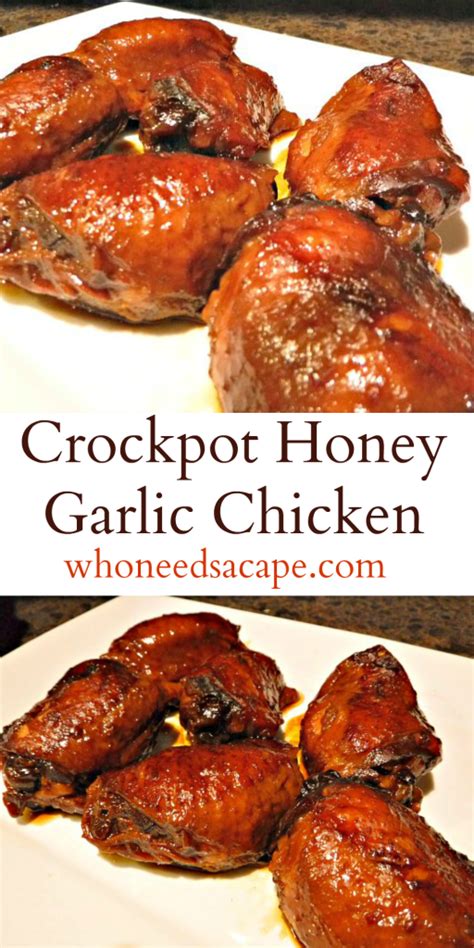Save time with easy crockpot chicken recipes. Crockpot Honey Garlic Chicken - Who Needs A Cape?