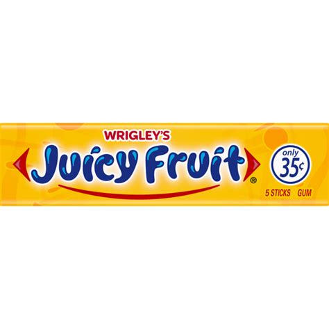 Juicy Fruit Original Bubble Gum 5 Piece Single Pack Chewing Gum