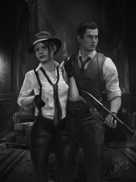 Resident Evil 2 Remake Claire And Leon Noir Bnw By