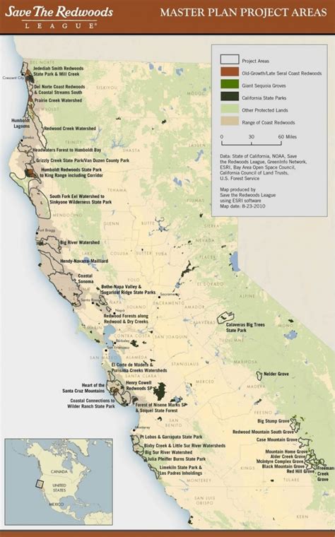 Coast Redwood Range And Biogeography Redwoods Northern California Map