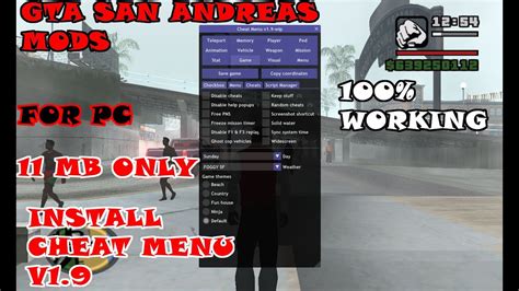 How To Download Gta San Andreas Cheat Menu V1 9 For Pc Gamemodderex Youtube