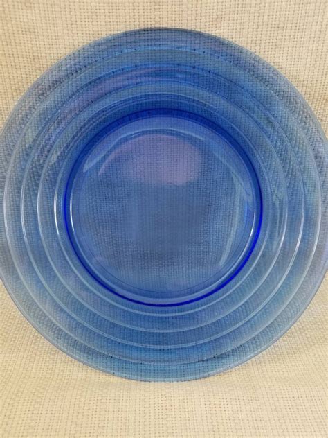 Hazel Atlas Luncheon Plate Moderntone Cobalt Blue Depression Etsy