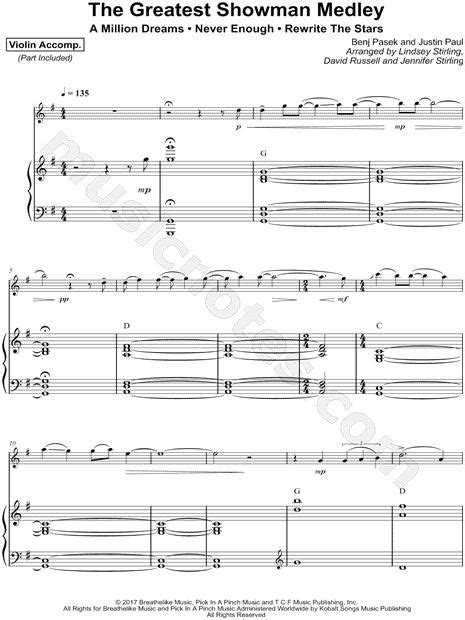 Print And Download The Greatest Showman Medley Violin And Piano Sheet