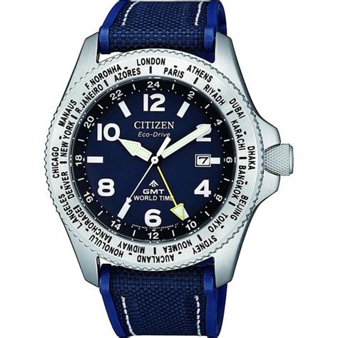 Citizen Mens Promaster Gmt World Time Eco Drive Watch Bj7100 15l