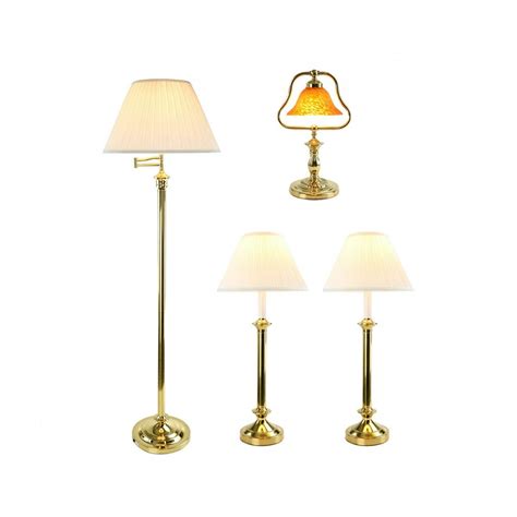 Tablefloor Lamp Bright Brass Traditional 4 Pc Lamp Set Renovators