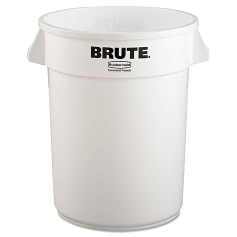 Rubbermaid Commercial Products Brute 32 Gallon White Plastic Trash Can