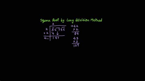 A is the real part of the complex number and b is the imaginary part. Square Root by Long Division method - YouTube