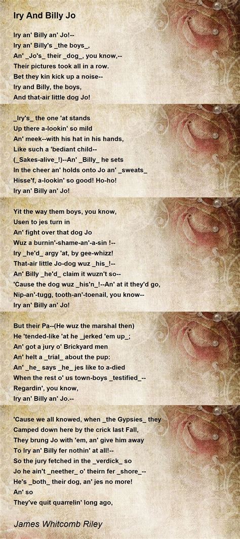 Iry And Billy Jo Poem By James Whitcomb Riley Poem Hunter