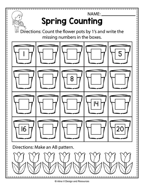 Spring Math Worksheets For Kindergarten Printable Kindergarten Worksheets