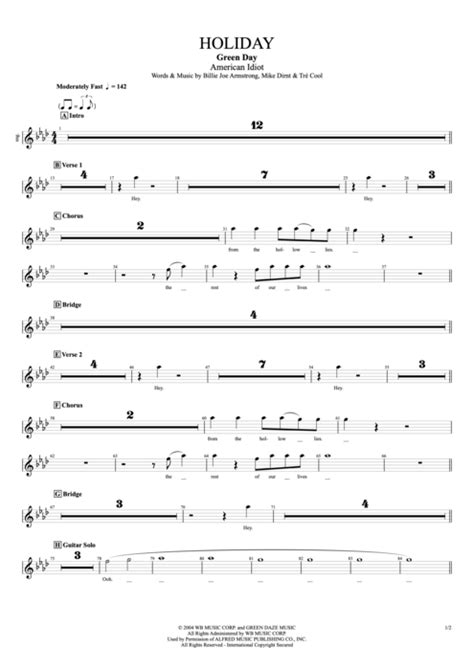 Holiday Tab By Green Day Guitar Pro Full Score Mysongbook
