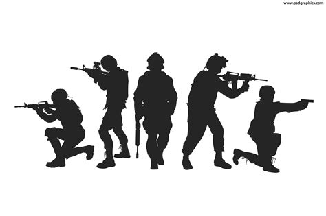 Silhouette Soldier Military Army Silhouettes Vector Png Free Library