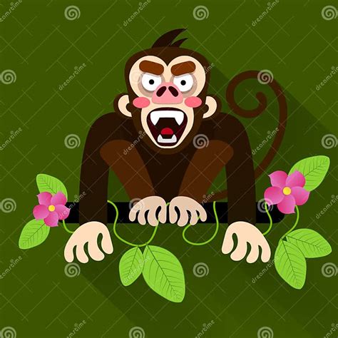 Cute Cartoon Baby Monkey Hanging On Tree Stock Vector Illustration Of