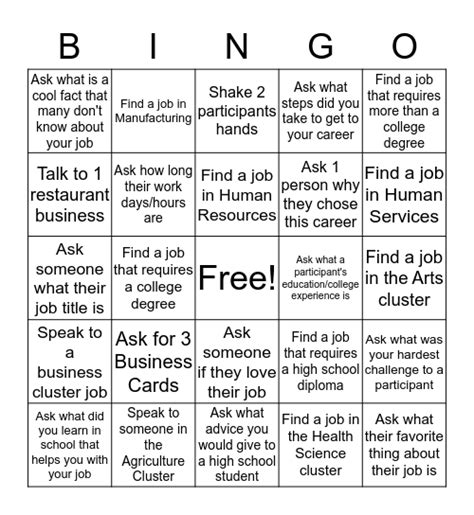 Career Fair Bingo Bingo Card