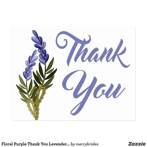 Floral Purple Thank You Lavender Flower Note Card In 2021