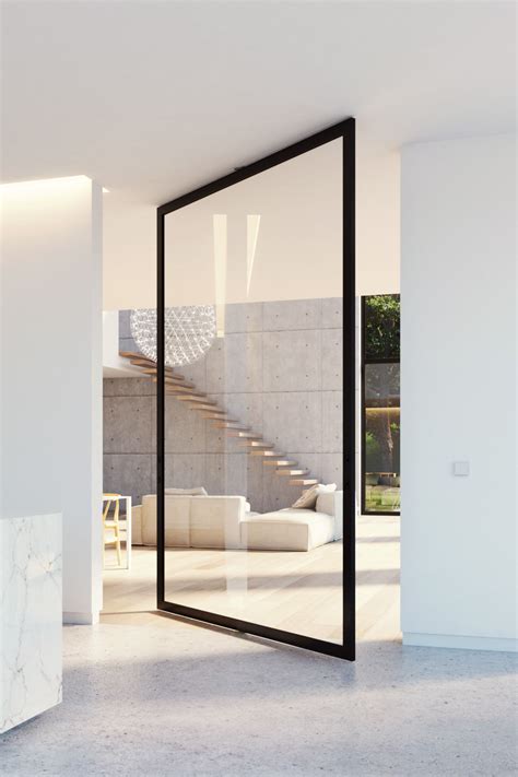 Elegant Glass Pivot Door System Made From Anodised Aluminium The
