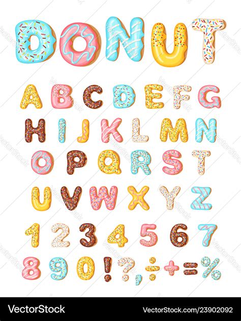 Donut Icing Latters Font Donuts Bakery Sweet Vector Image