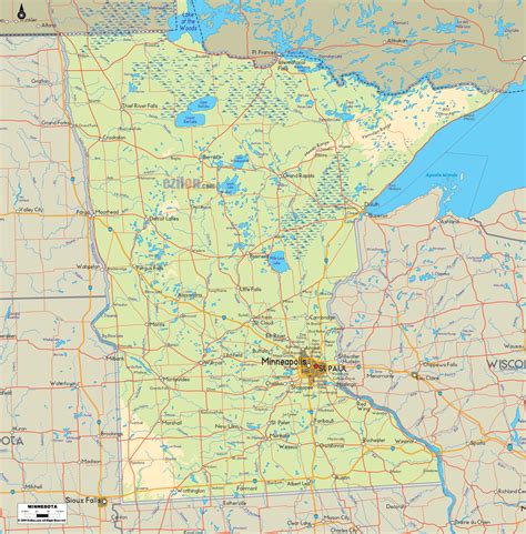 Physical Map Of Minnesota State Usa Ezilon Maps