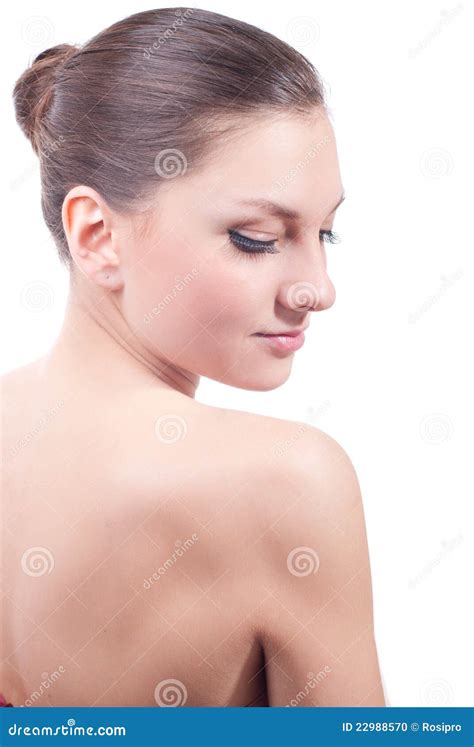 Headshot Of Beautiful Girl With Naked Shoulder Stock Photography