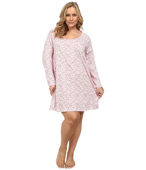 Carole Hochman Plus Size Printed Long Sleeve Sleepshirt In Pink