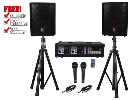 Rockville Rpg2x10 Package Pa System Mixeramp10 Speakersstandsmics