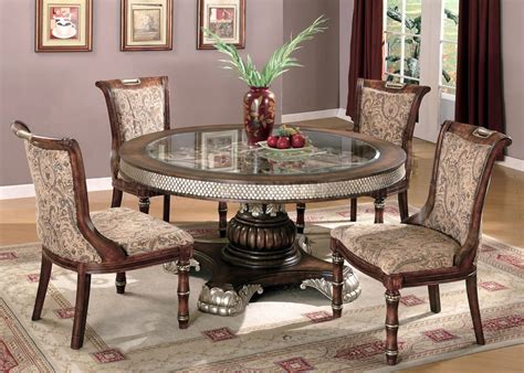 Whether it's a formal dining room or a casual kitchen space, the place where you share meals should be furnished and decorated with love and care. Two-Tone Traditional 5 Piece Dining Room Set w/Clear Glass ...