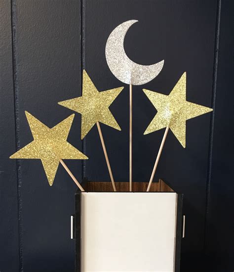 Moon And Star Centerpiece Sticks Crescent Moon Toppers Etsy Star