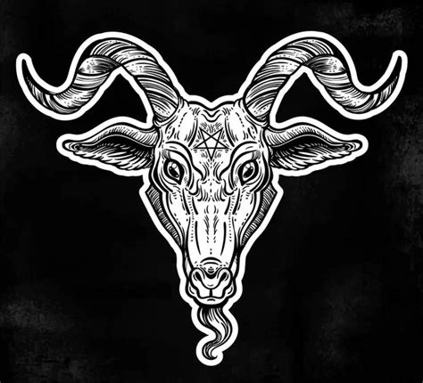 Pentagram In The Head Of Demon Baphomet Satanic Goat Head Binary