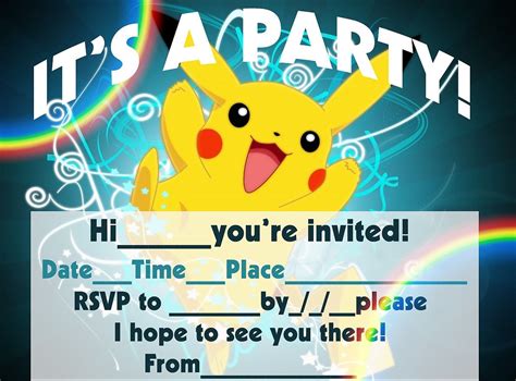 Download & print these free pokémon valentine cards to hand out to all your friends this year. Pokemon Birthday Invitation Templates Free | Pokemon ...
