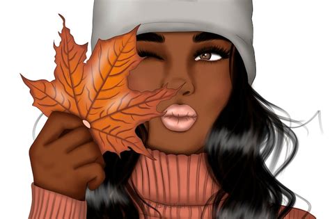 Fall Cliprt Autumn Mood Clipart Afro Girl Fall Planner Etsy
