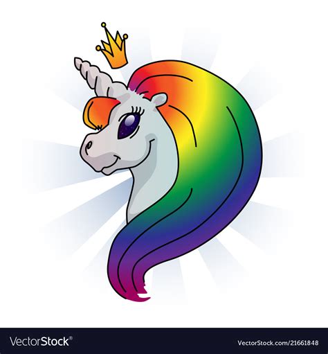 Bright Rainbow Unicorn Cartoon Royalty Free Vector Image