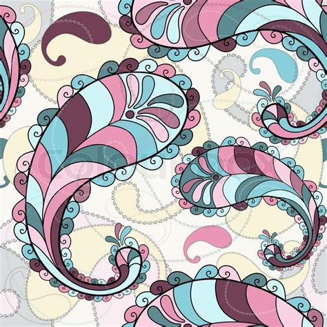 Motley Seamless Pattern With Colorful Paisley Vector Stock Vector