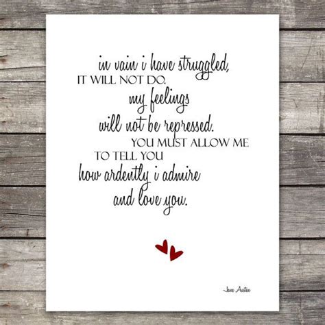 Large 11x14 Pride And Prejudice Quote Print With Mr Darcys Proposal