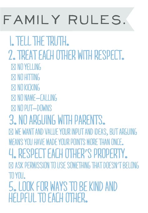 Family rules printable, Family rules, Rules for kids