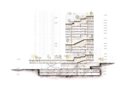 Highrise Building Section Section Drawing Architecture Layout