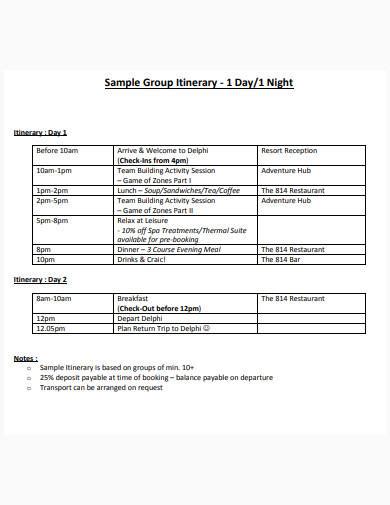 Free 8 Team Building Itinerary Samples In Pdf Ms Word