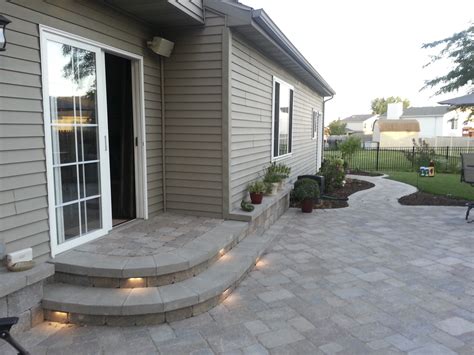 Paver Patio With Lighting And Steps
