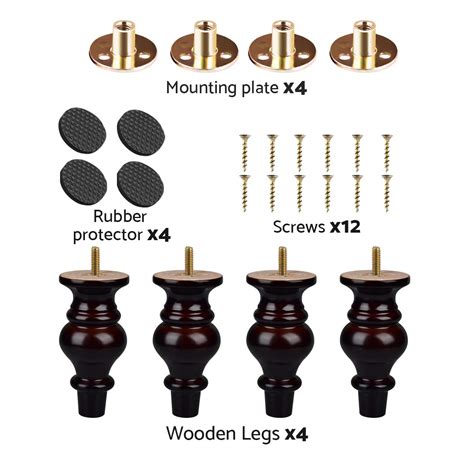 6 Inch Solid Wood Furniture Legs Btowin 4pcs Turned Wooden Bun Feet