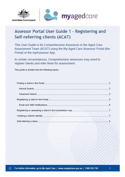 My Aged Care Assessor Portal User Guide 1 Registering And Self