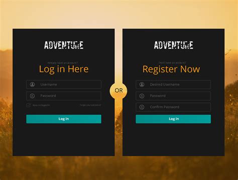 Login And Registration Screen On Behance