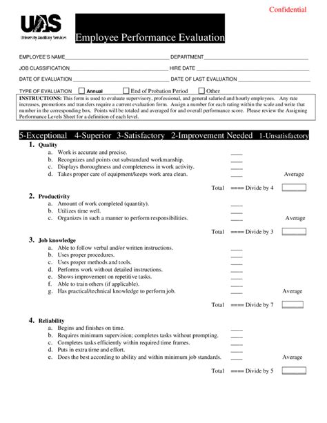 Employee Evaluation Form Fillable Printable Pdf Forms Handypdf