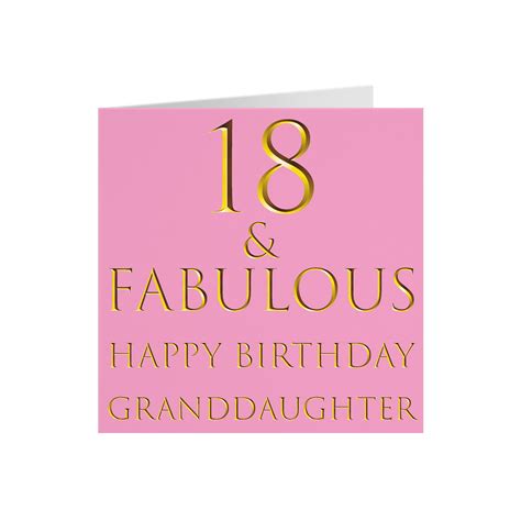 Granddaughter 18th Birthday Card 18 And Fabulous Happy Etsy Uk