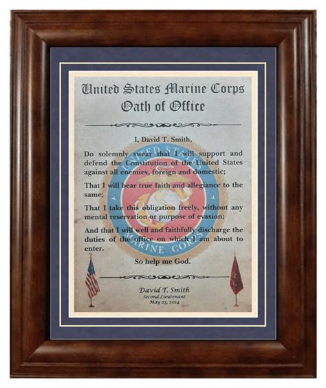 Best Us Marine Corps Officer Oath Of Office Certificate Aged Etsy
