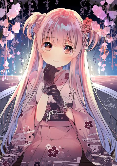Wallpaper Anime Girls Boat Original Characters Kimono Flowers Flower In Hair 2039x2894