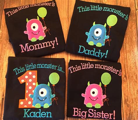 Custom Little Monster First Birthday Set With Matching Parent Shirts