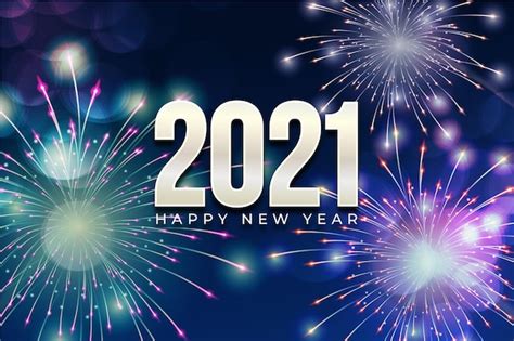 Fajerwerki Nowy Rok 2021 Premium Wektor