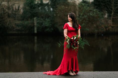 A Glamorous Red Dress For A Colourful And Cosy Winter Wedding In
