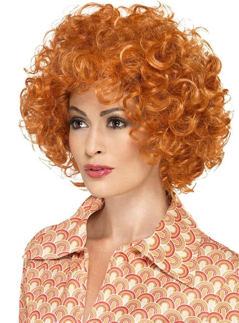 Unisex Orange Curly Afro Wig Adults Orange Curly Afro Costume Wig