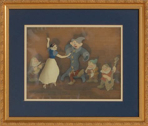 Snow White And The Seven Dwarfs Courvoisier Animation Cel Set Up