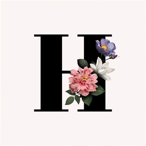 Classic And Elegant Floral Alphabet Font Letter H Vector Free Image